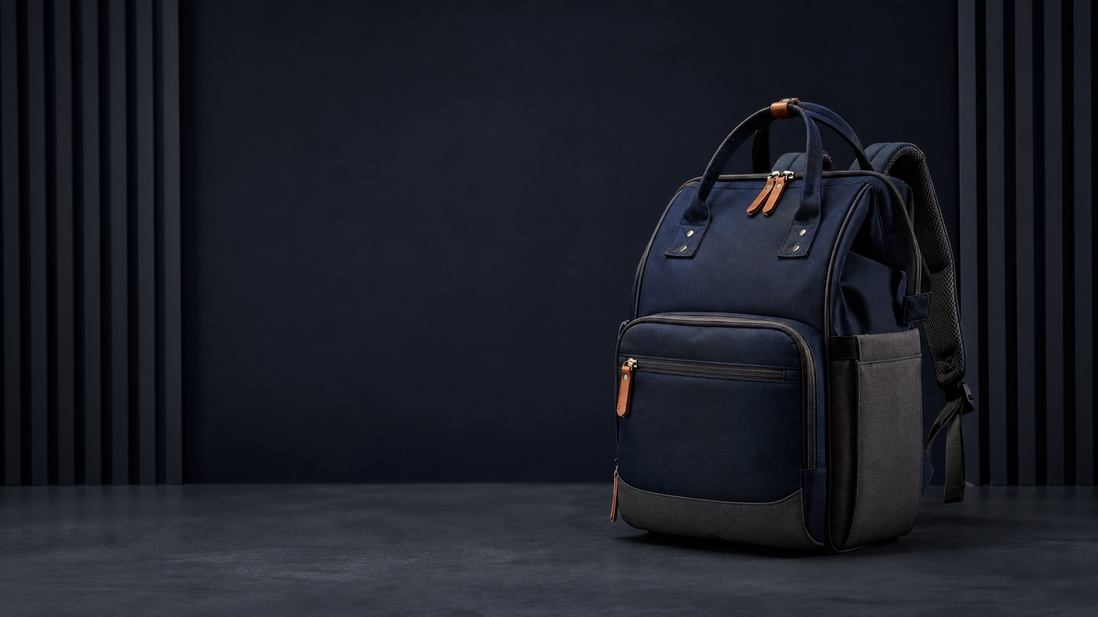 Navy diaper backpack for importers and wholesale buyers