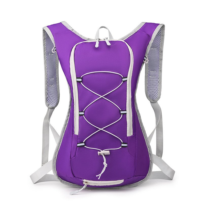 Purple customizable cycling backpack with breathable mesh back